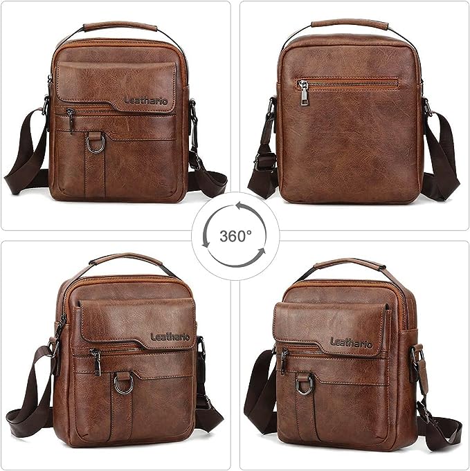 Leathario Shoulder Bag Leather 14 Inch Briefcase for Men Leather ...