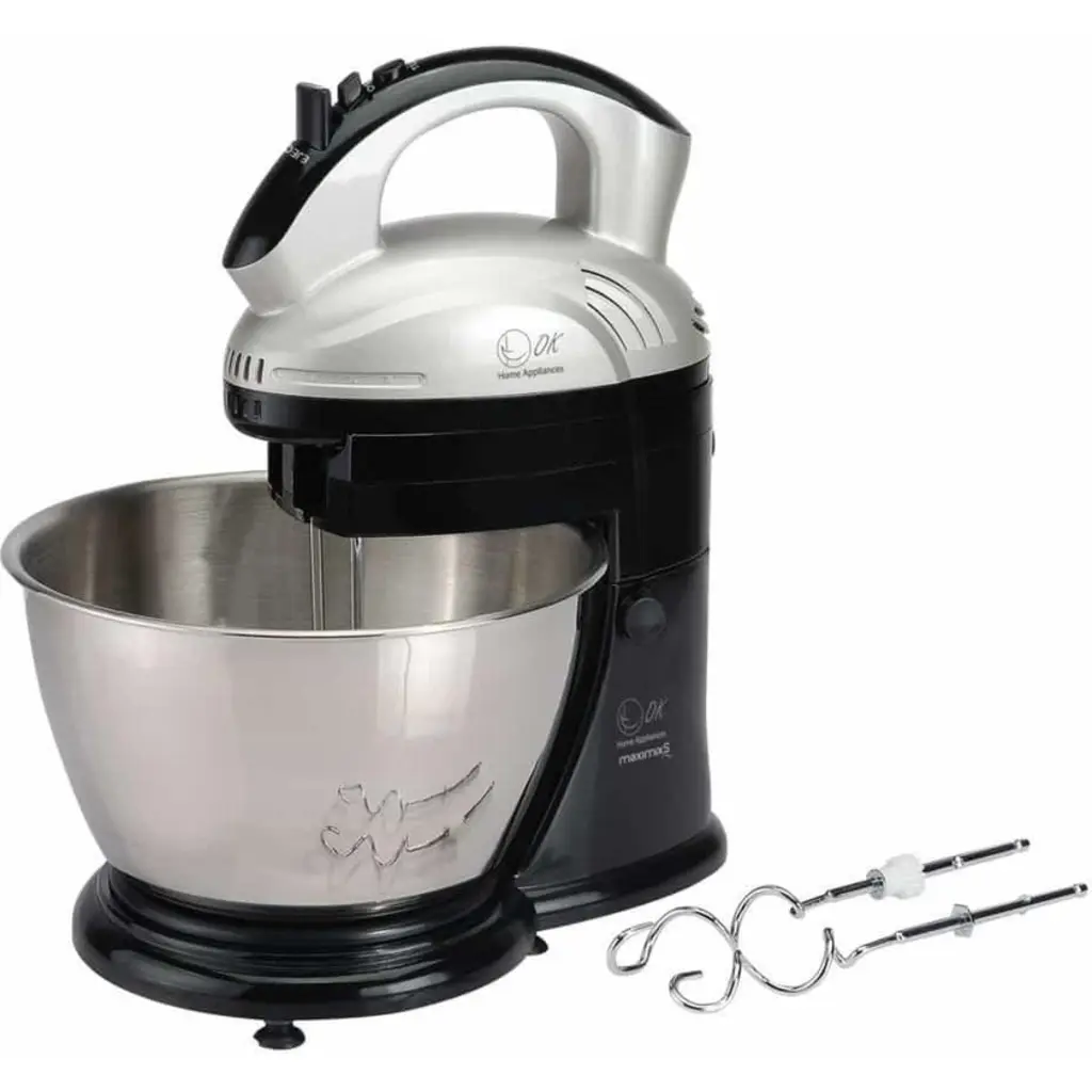 Black and White Stand Mixer, 280 Watt, Stainless Steel H2500