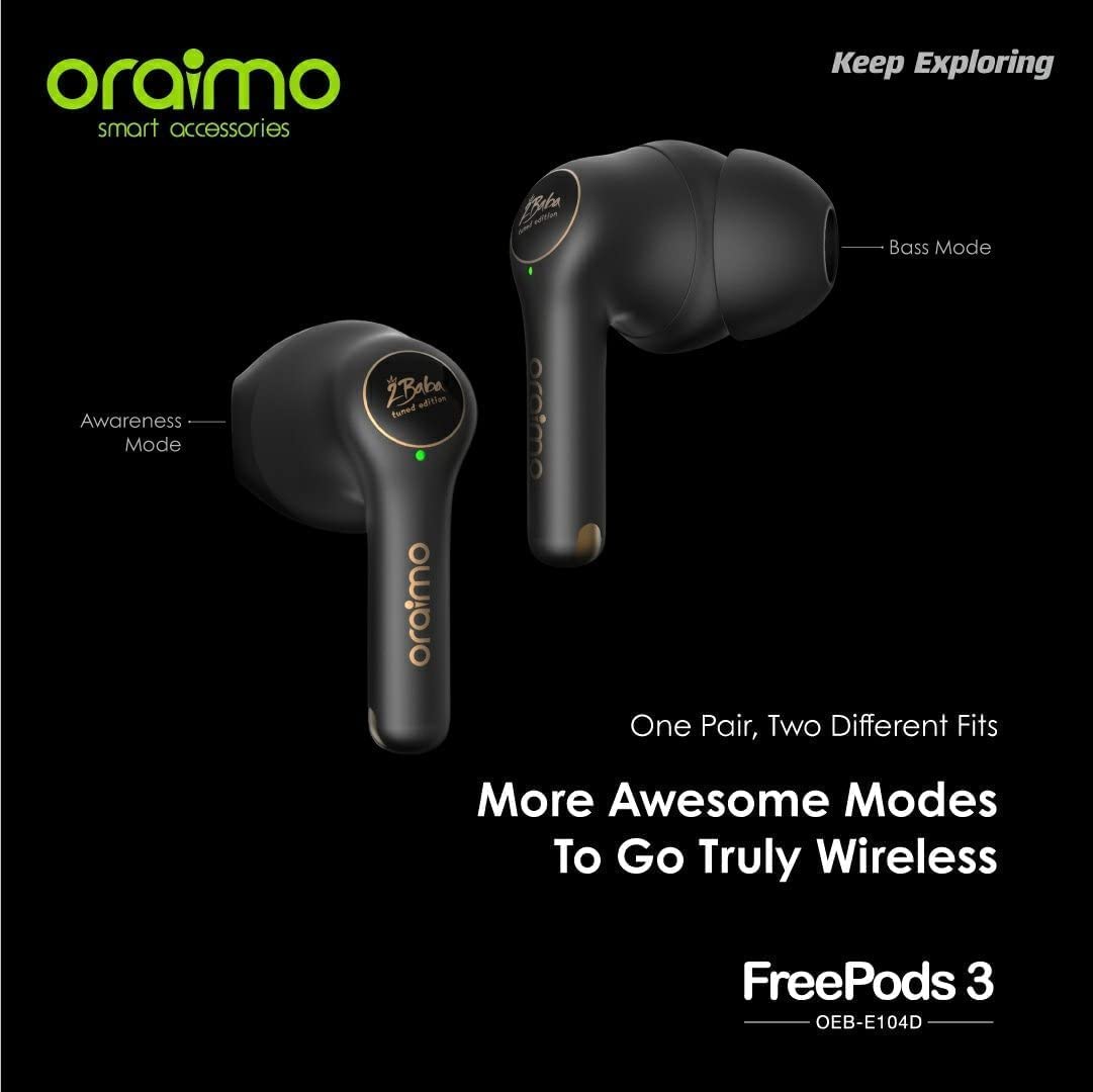 Oraimo FreePods 3 TWS True Wireless Stereo Earbuds - Black