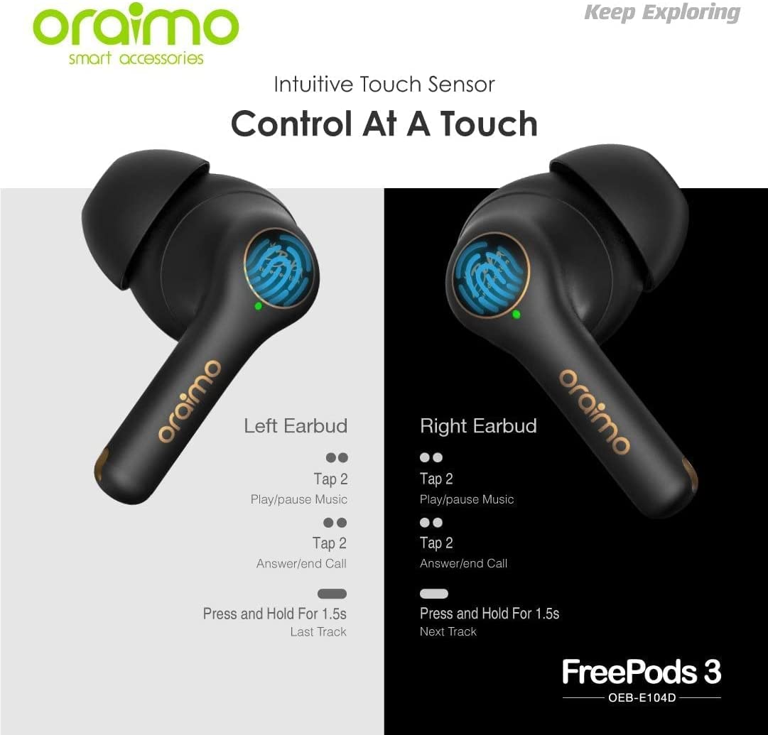 oraimo FreePods 3 TWS True Wireless Stereo Earbuds-White